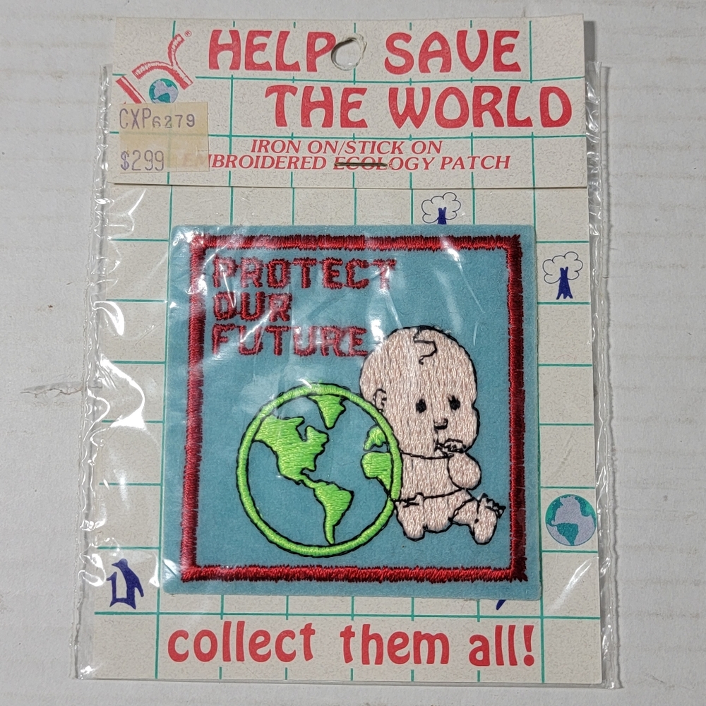 Vintage 1990's Joy Patch Iron Help Save the World- Protect Our Future- USA Made.